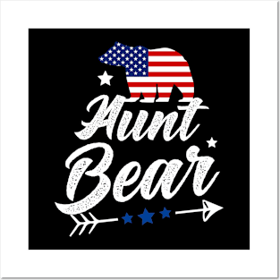 Aunt Bear Patriotic Flag Matching 4th Of July Posters and Art